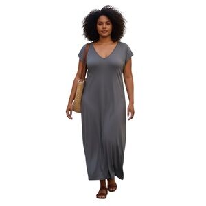 GAP Dark Grey Maxi Sheath Dress Cap Sleeves size XL